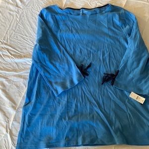 NWT Blue Talbots Long Sleeve Shirt with Navy Tie Wrist - XL